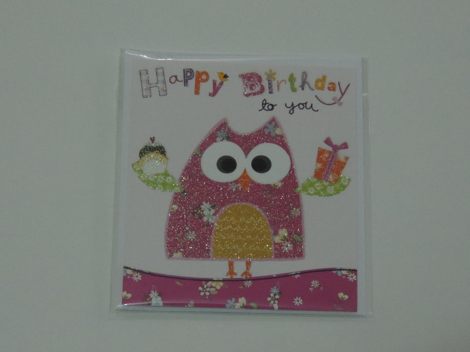 Owl with cake, Happy Birthday!