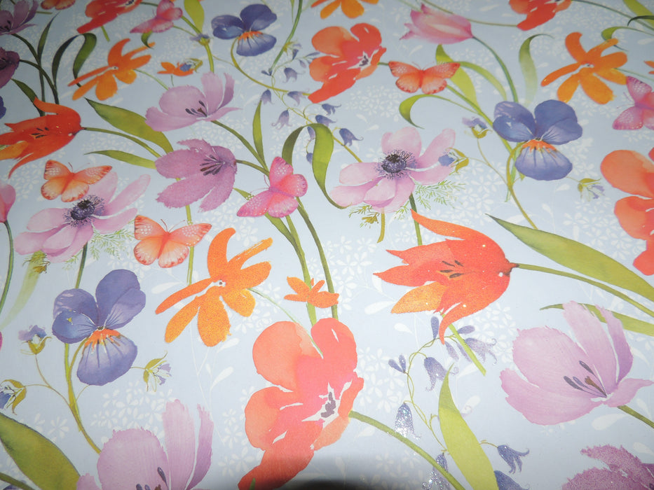 Floral with Glitter Gift Wrapping Paper (Set of 3 sheets)