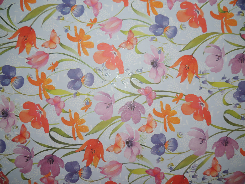 Floral with Glitter Gift Wrapping Paper (Set of 3 sheets)