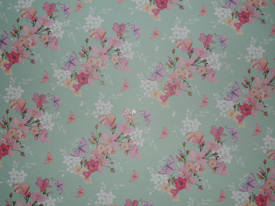 Floral with Butterflies Gift Wrapping Paper (Set of 3 sheets)