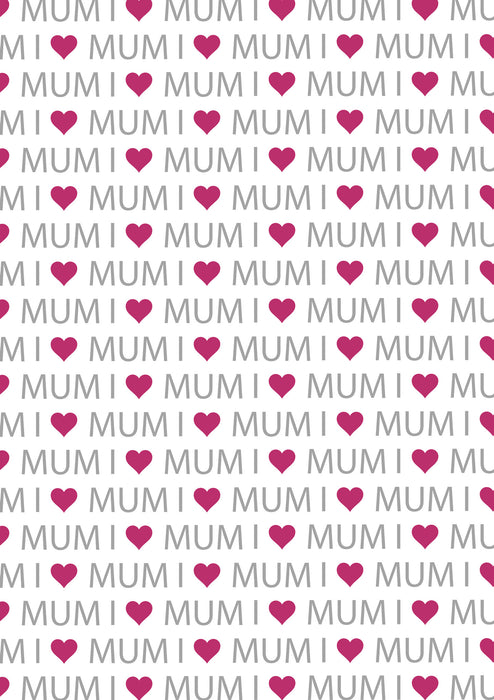 I LOVE MUM Gift Wrapping Paper (Set of 3 sheets)
