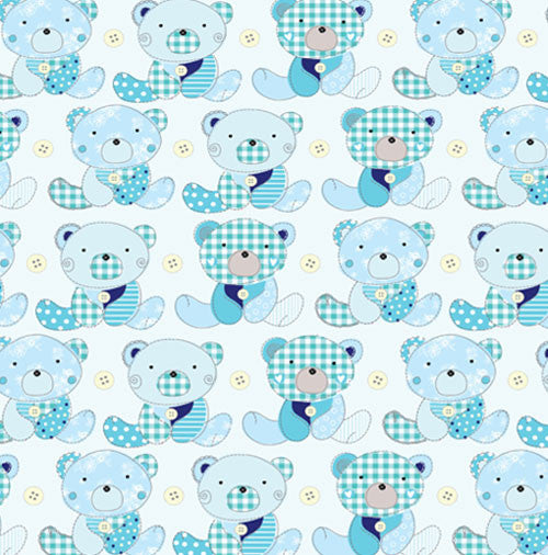 Teddy Bear Blue Gift Wrapping Paper (Set of 3 sheets)
